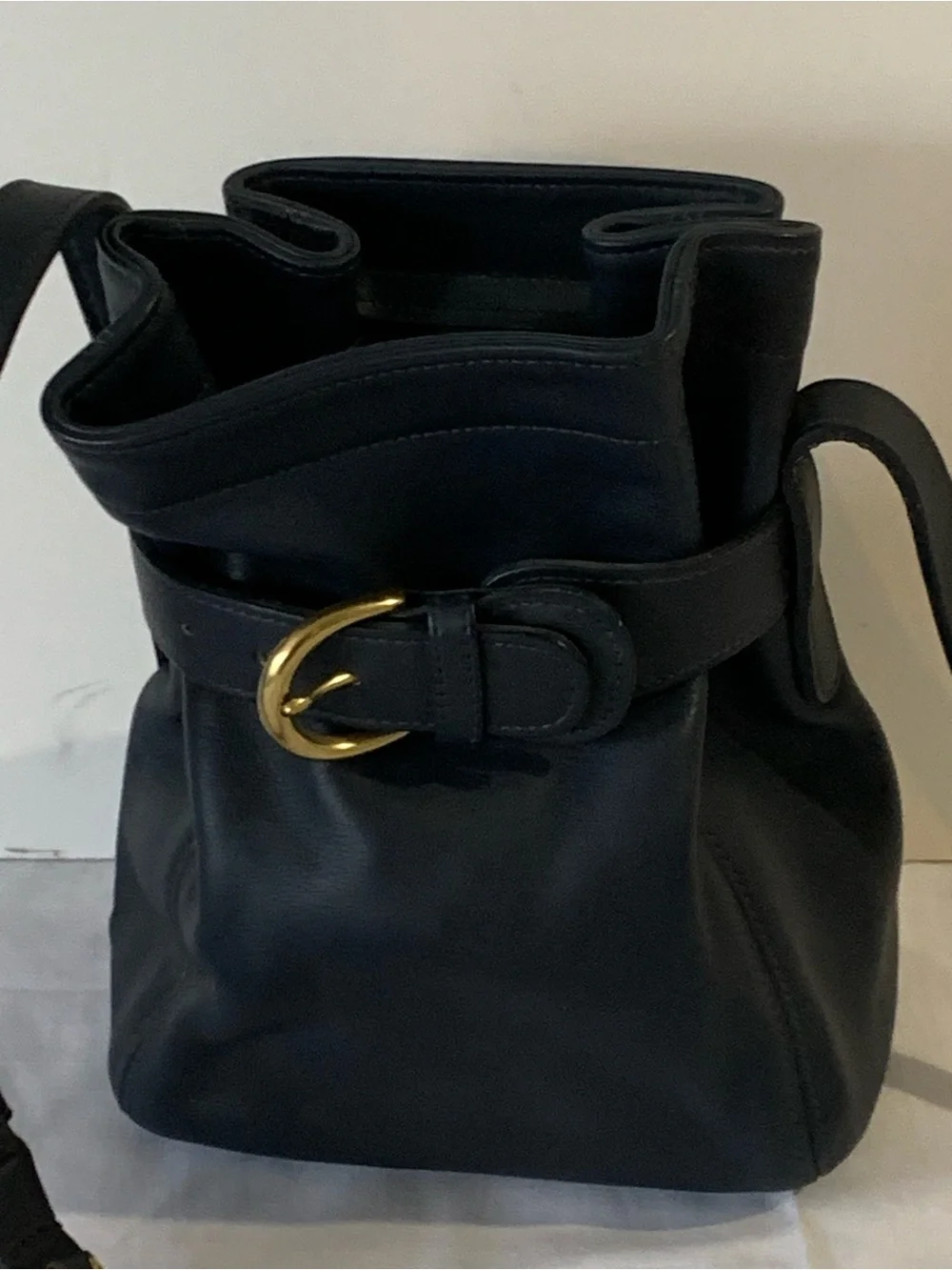 Coach Soho Black Leather Bucket Bag with Belted Pouch Vintage 4156